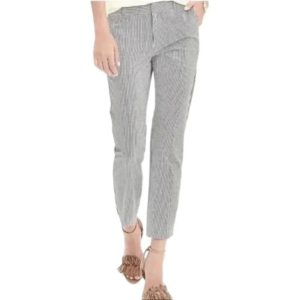 Banana Republic Factory Avery Seesucker Striped Pants Ankle Size 4